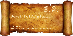 Beksi Pelágiusz névjegykártya